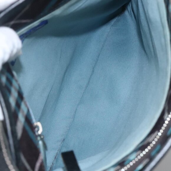 BURBERRY Nova Check Blue Label Shoulder Bag Canvas Blue Silver Auth BD488 - Picture 10 of 15